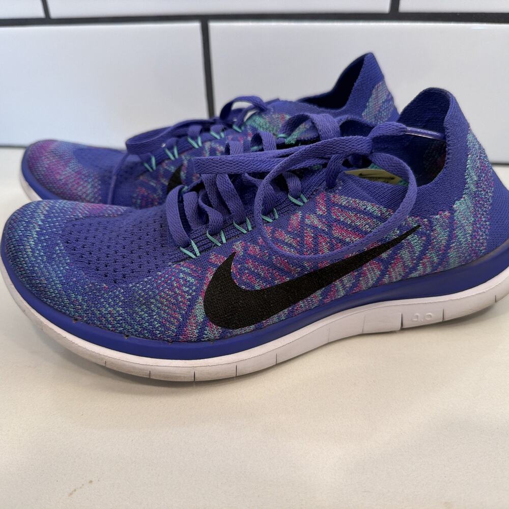 Nike Free 4.0 Flyknit Purple Pink Aqua Size 7 Women’s Great Condition!